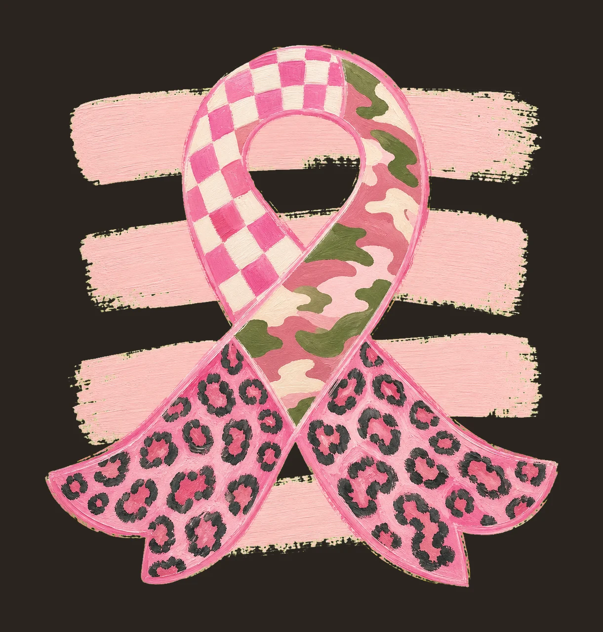 Triple Pattern Pink Awareness Ribbon sublimation Variation B contrast preview thumbnail