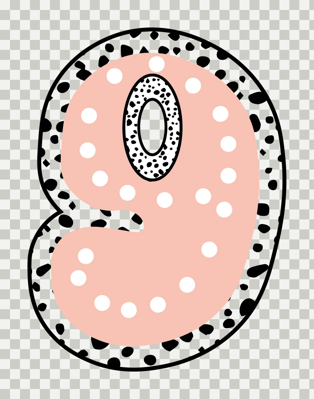 Dalmatian Dots Font Race Doodle Character 26 racing checkered flag transparency and detail preview thumbnail