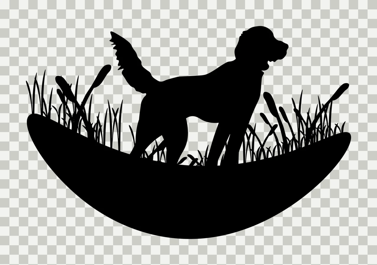 Dog Standing In Field Of Grass crescent moon shape silhouette transparency and detail preview thumbnail