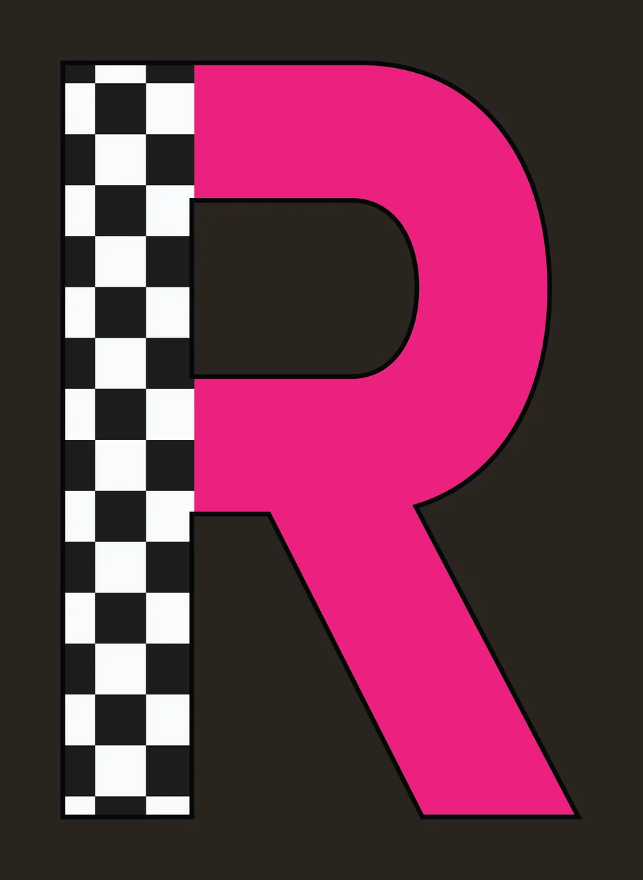 Can Glass Wrap R Letter With Checkered Pattern contrast preview thumbnail