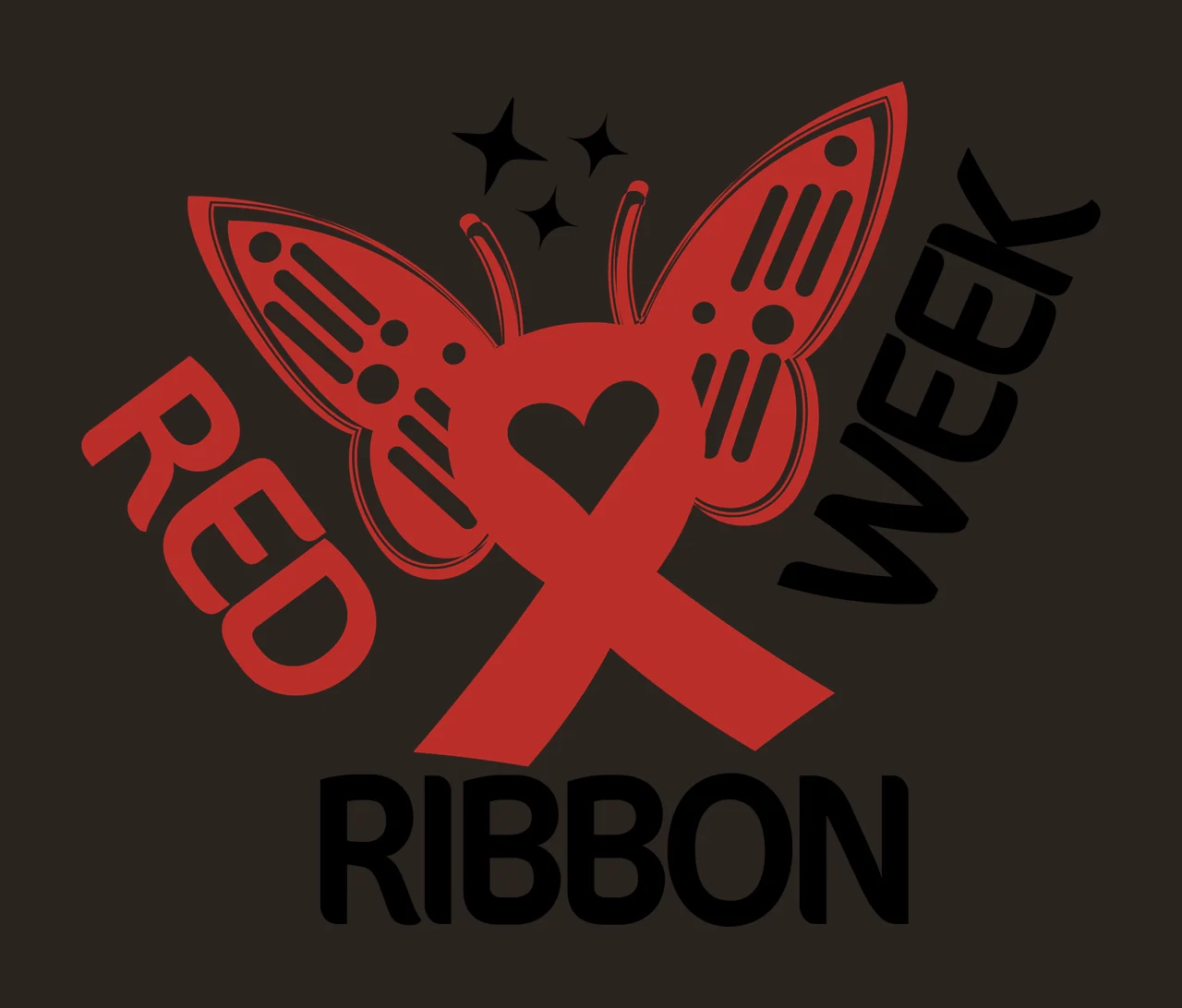Red Ribbon Week Butterfly Awareness Logo and heart stars graphic contrast preview thumbnail
