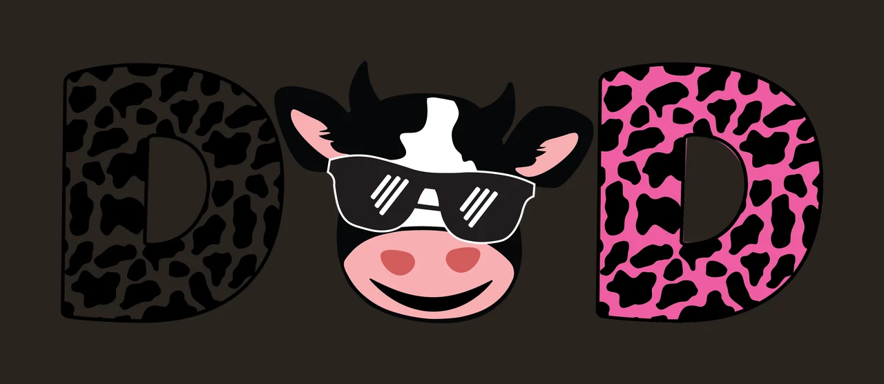 Cow D D Letter With Print Pattern head silhouette black white contrast preview thumbnail