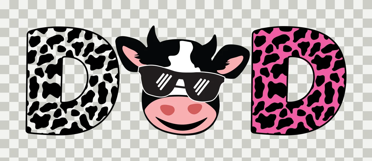 Cow D D Letter With Print Pattern head silhouette black white transparency and detail preview thumbnail