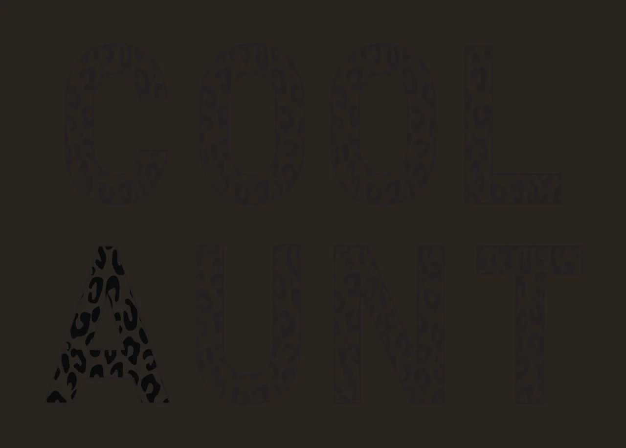 COOL AUNT Typography Design with black and white leopard print and bold sans-serif letters contrast preview thumbnail