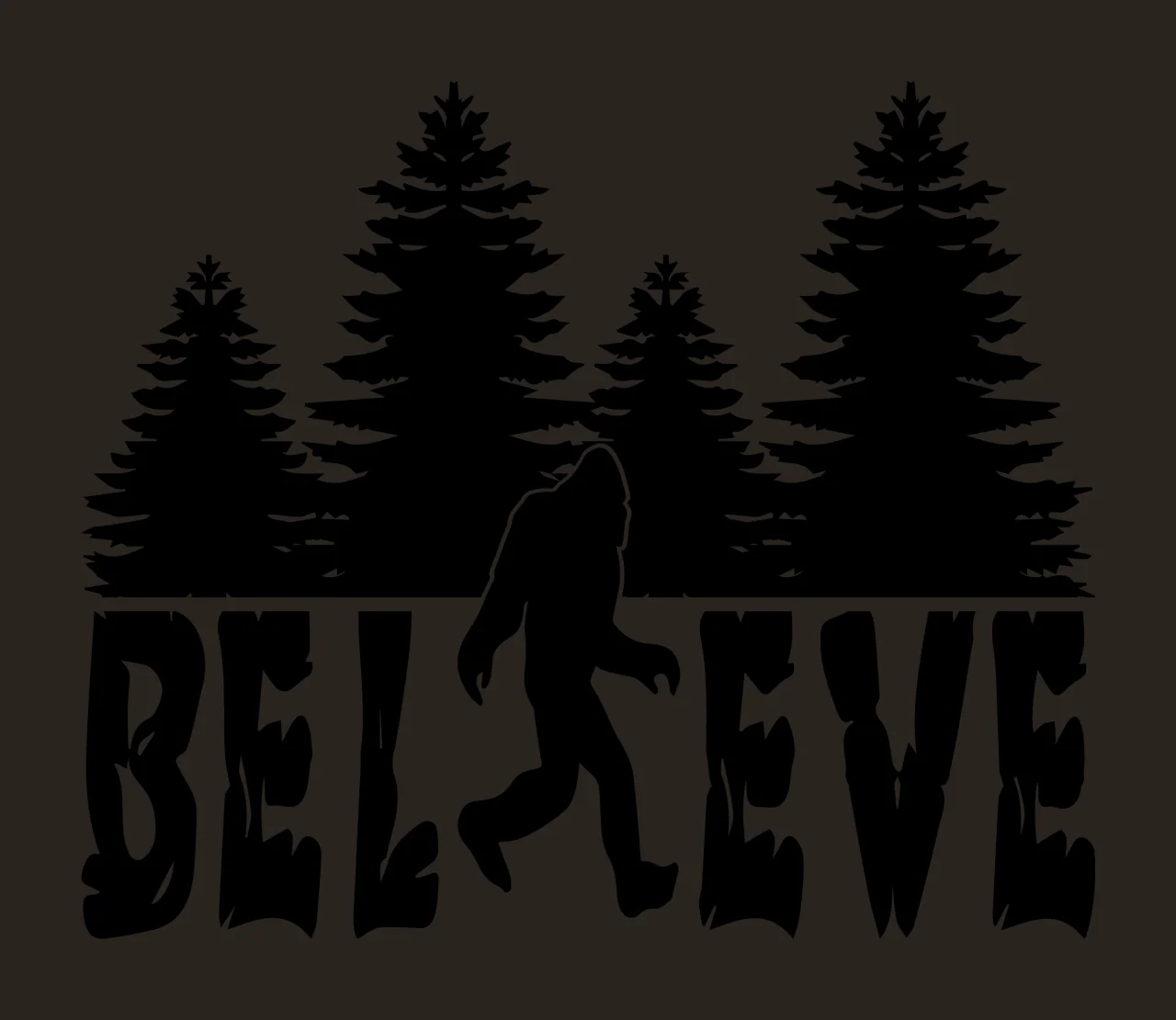 Believe Text With Forest And Bigfoot contrast preview thumbnail