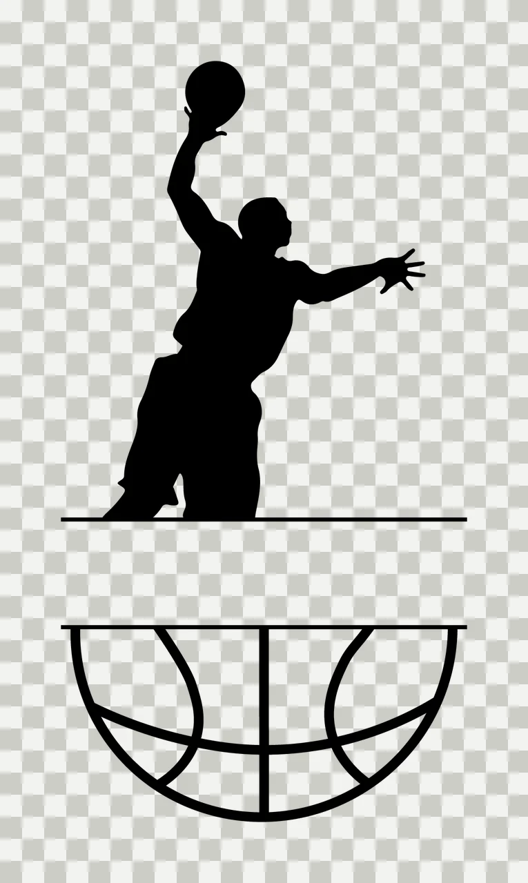 Ball Basketball Player Silhouette Reaching For Above Split frame transparency and detail preview thumbnail