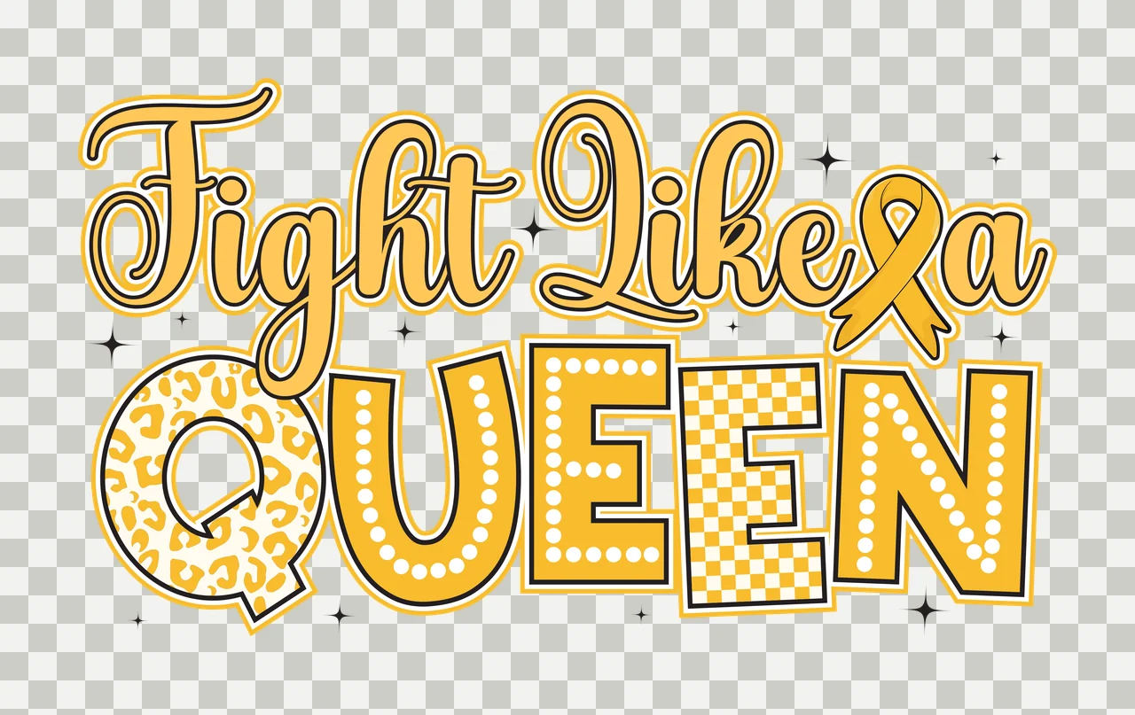 Fight Like A Queen Silhouette Text Arranged star black white transparency and detail preview thumbnail