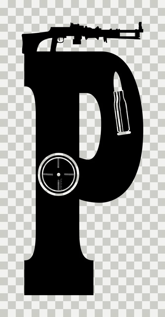 Gun Alphabet Character 06 scalable logo design icon transparency and detail preview thumbnail