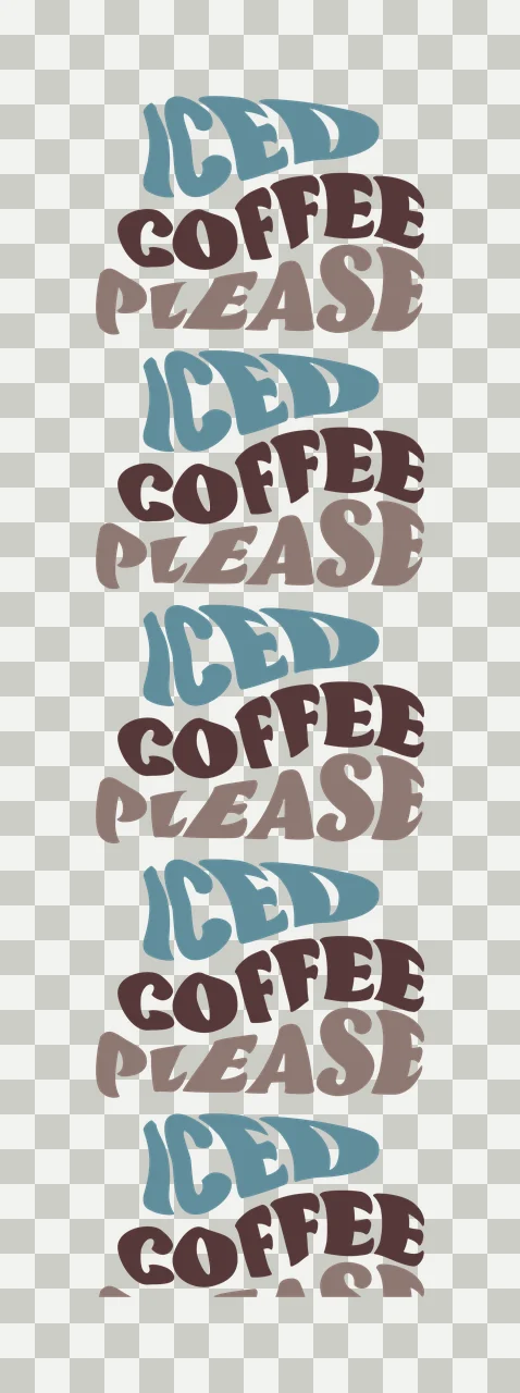 Iced Coffee Please Repeating Wavy Text repeated black plain transparency and detail preview thumbnail