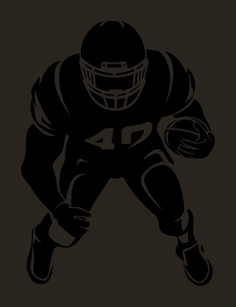 Football Player 40 American Silhouette holding a ball helmet contrast preview thumbnail