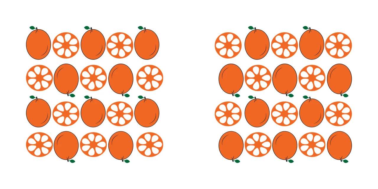 Can Glass Wrap Symmetrical Fruit Grid Of Oranges arranged orange