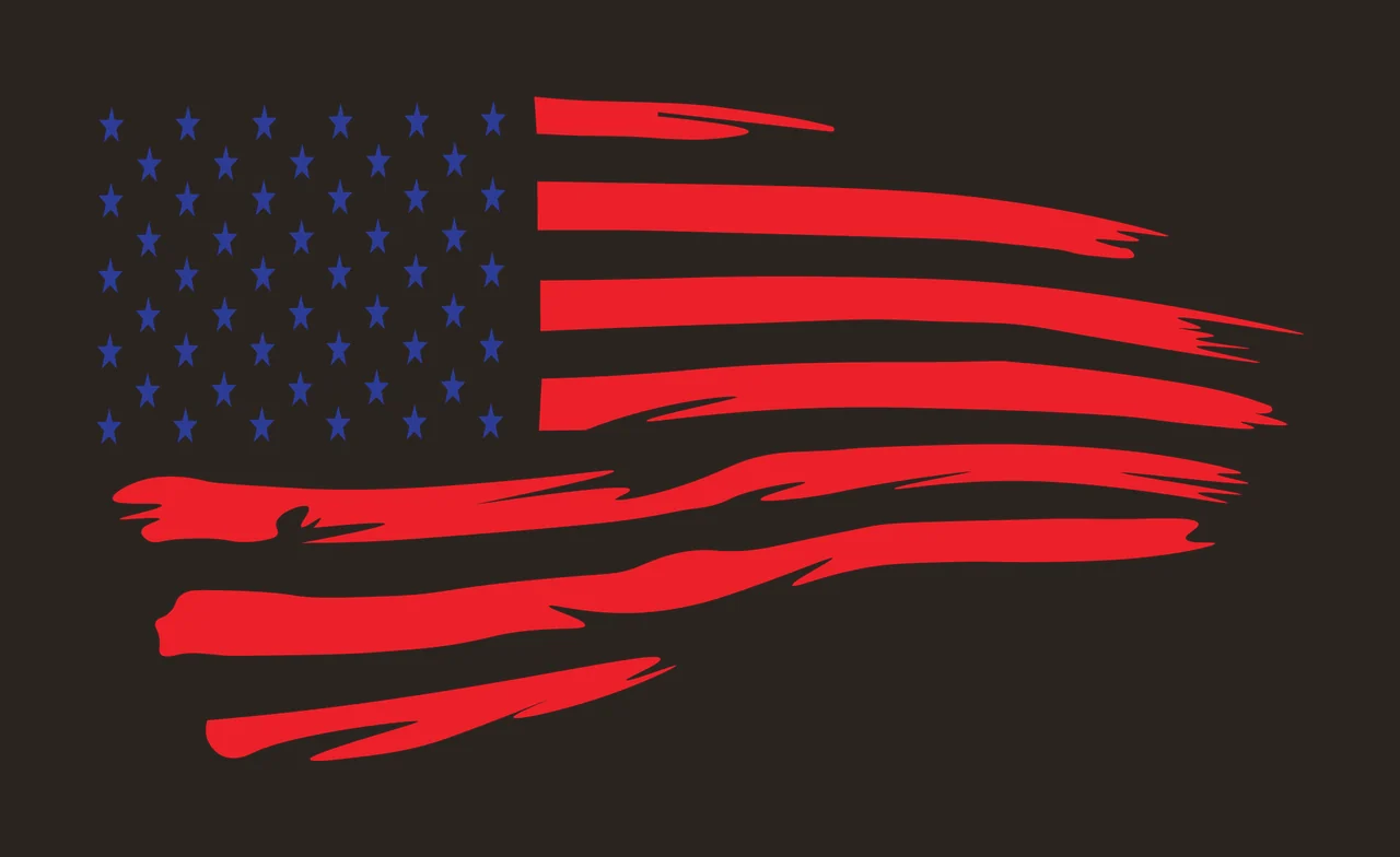 Flag American With Brush Stroke Stripes stars black white star contrast preview thumbnail
