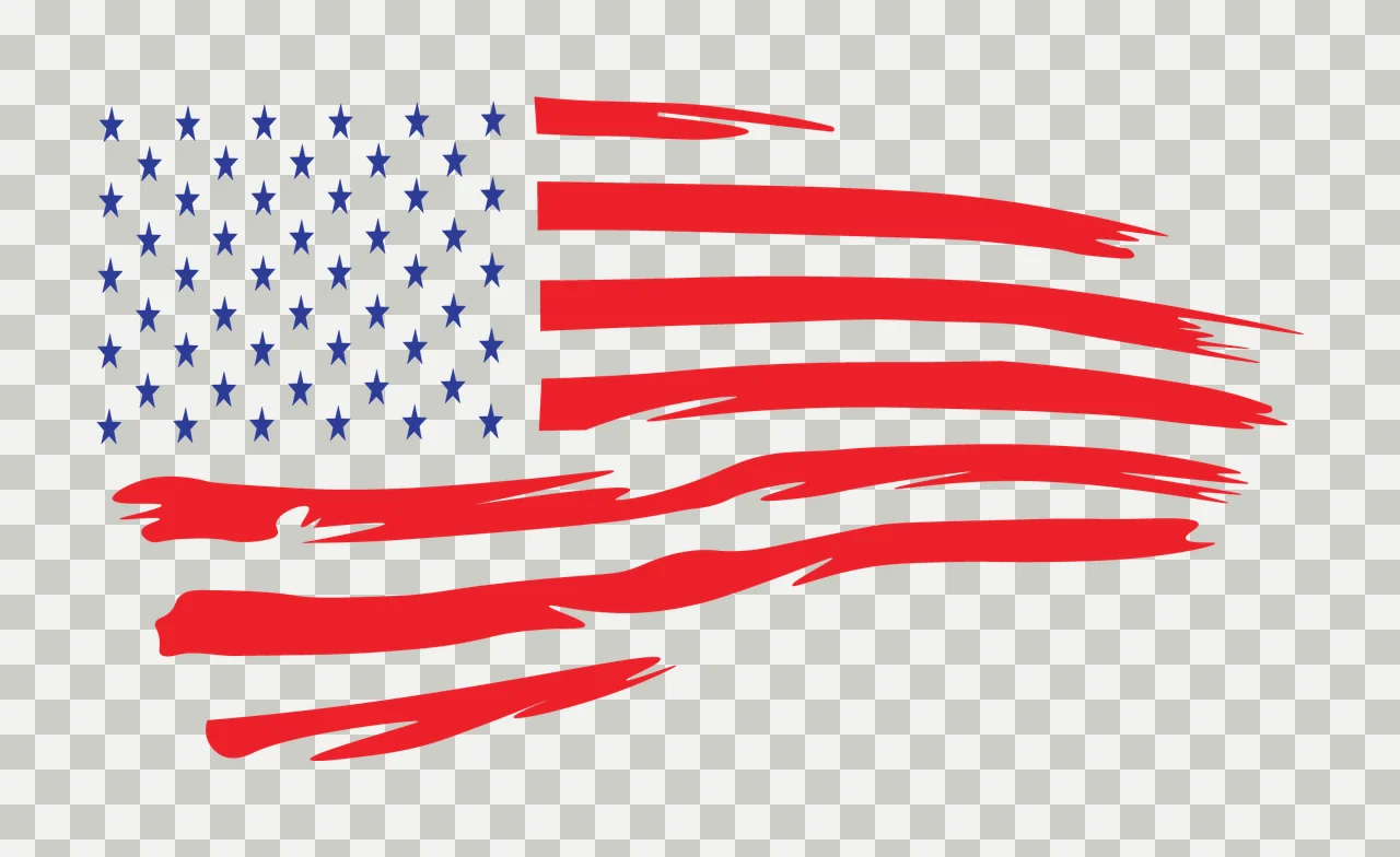 Flag American With Brush Stroke Stripes stars black white star transparency and detail preview thumbnail
