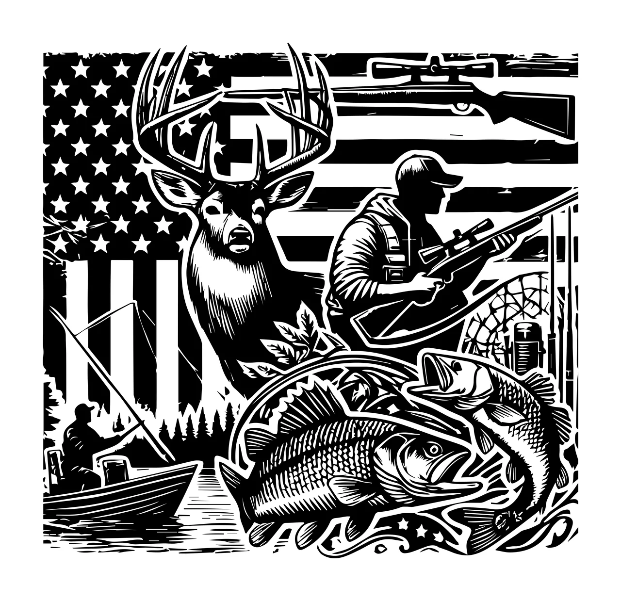 Hunting Fishing Patriotic And Graphic outdoor recreation deer