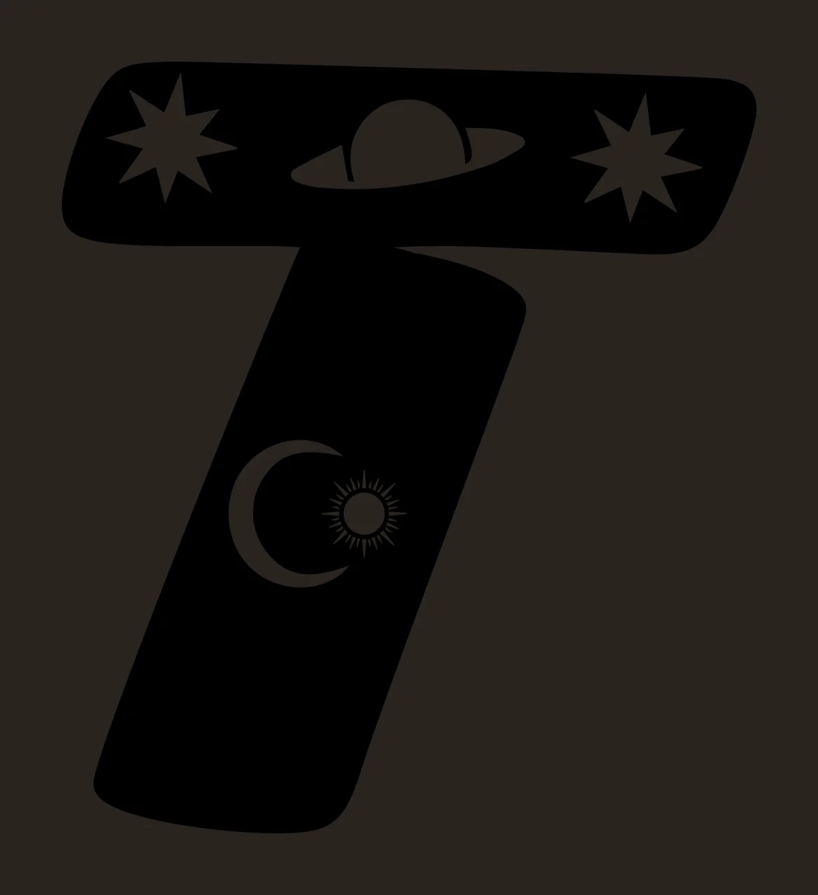 T Letter Ornament With Stars And Planet contrast preview thumbnail