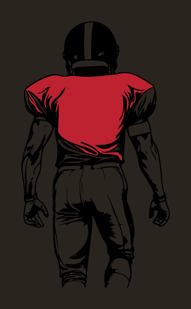 Football Player Back View Graphic standing helmet line art contrast preview thumbnail