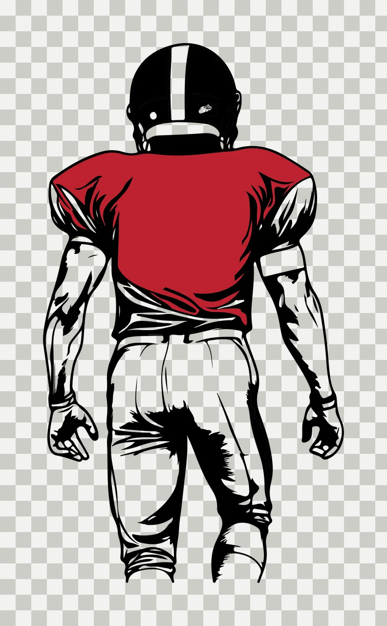 Football Player Back View Graphic standing helmet line art transparency and detail preview thumbnail