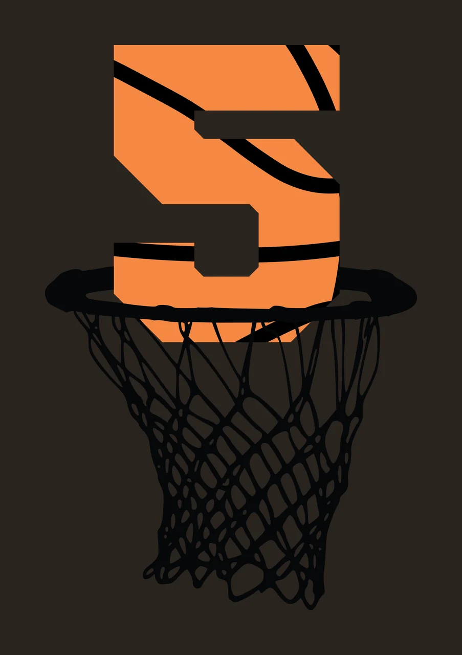 Basketball Number 5 Black Silhouette Of Five Inside hoop net contrast preview thumbnail