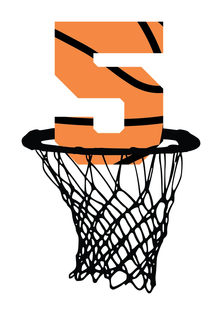 Basketball Number 5 Black Silhouette Of Five Inside hoop net