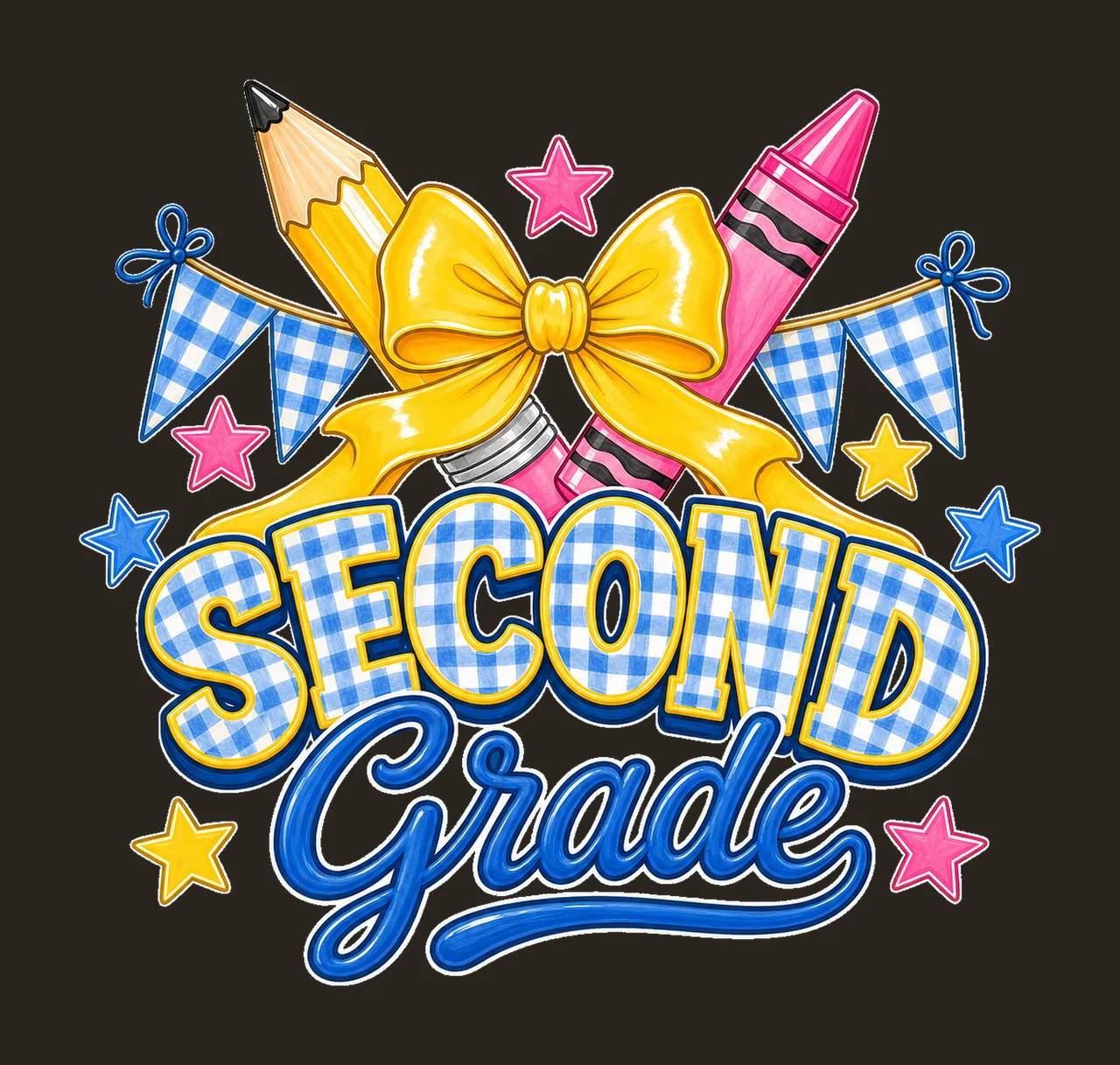 Coquette Back To School Pencil Bow Grade Variation B contrast preview thumbnail