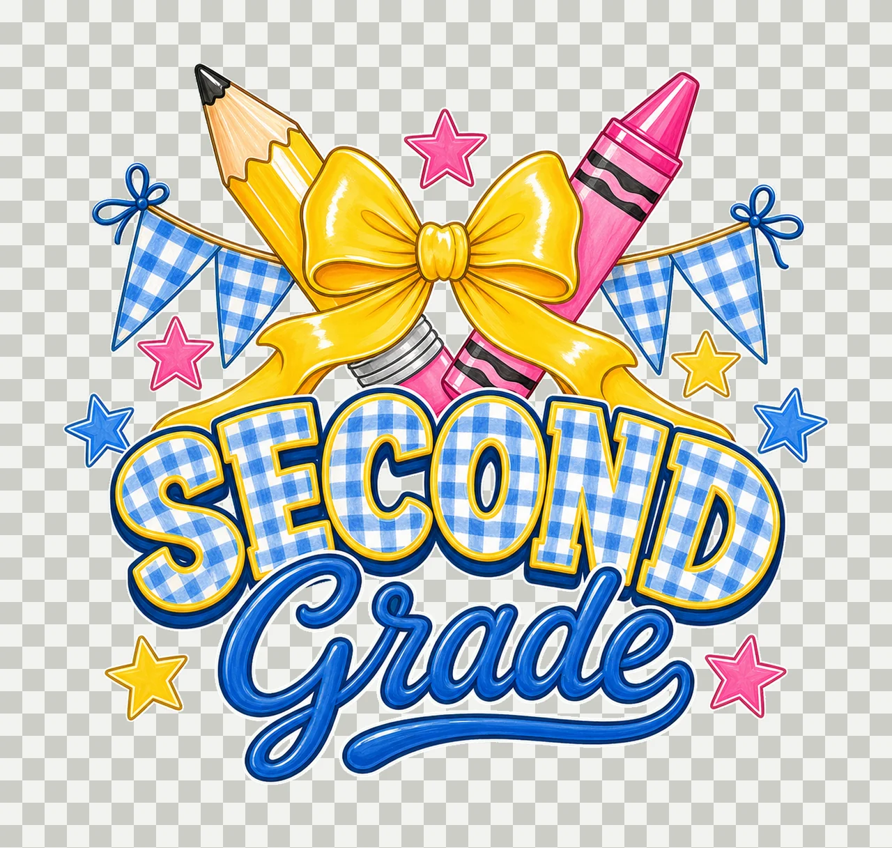 Coquette Back To School Pencil Bow Grade Variation B transparency and detail preview thumbnail