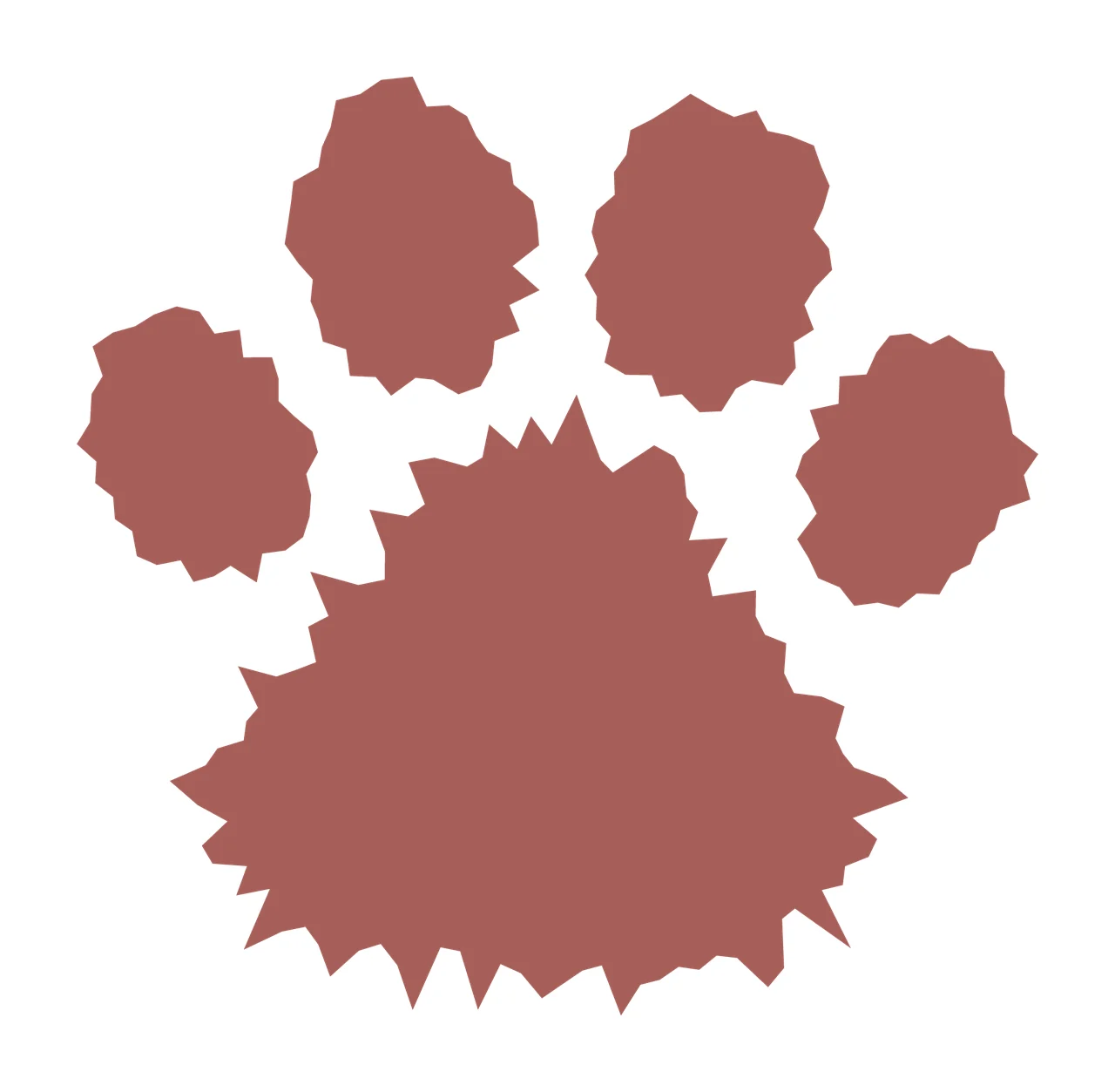 Black Jagged Paw Print Silhouette toes pad texture animal spiky