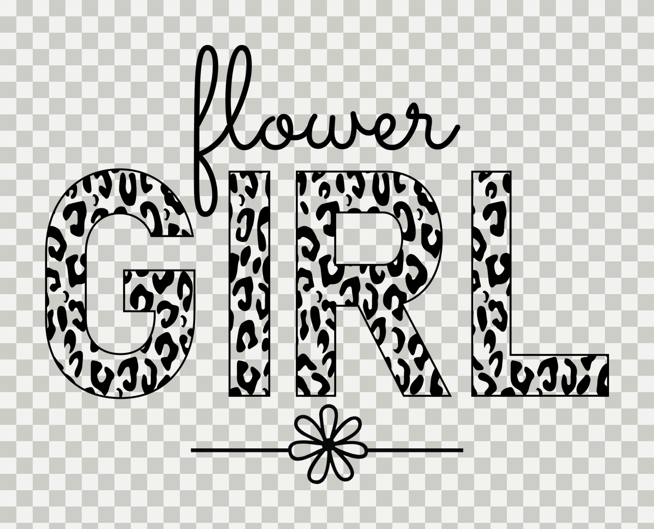 Flower Girl Text With Animal Pattern decorating leopard print transparency and detail preview thumbnail