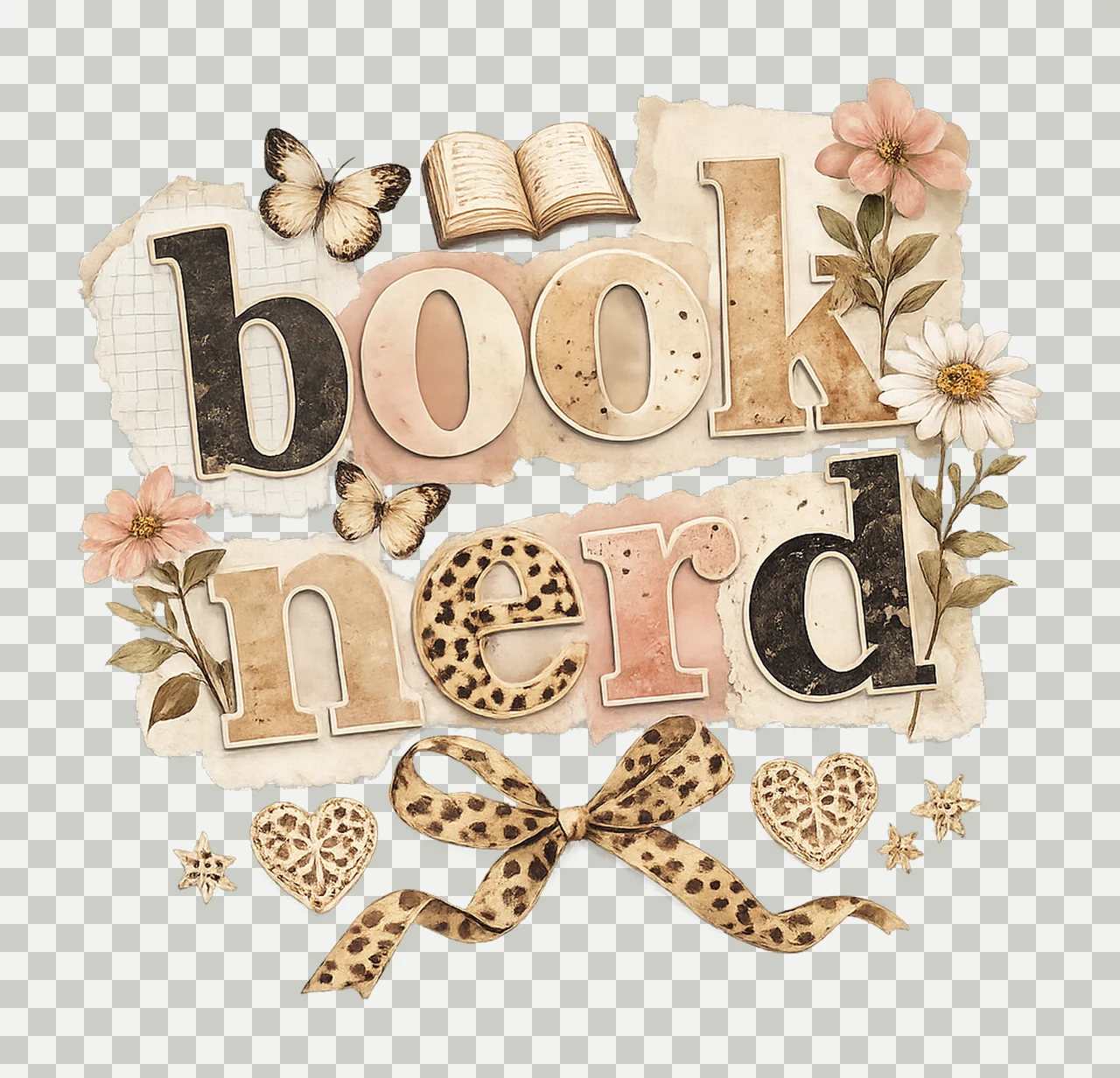 Book Nerd Ransom Note Typography Design Cozy Reading transparency and detail preview thumbnail
