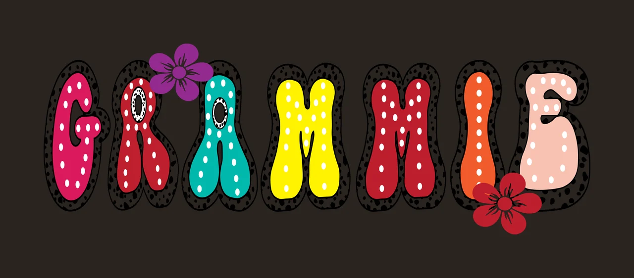 Grammie Text With Dotted Pattern flower dots bubble lettering contrast preview thumbnail