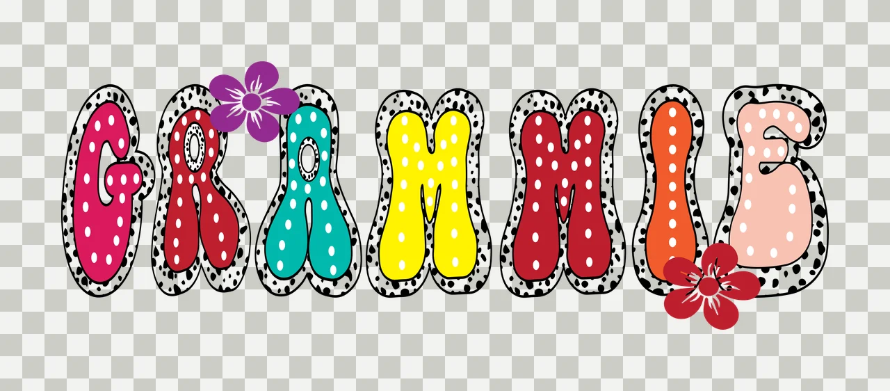 Grammie Text With Dotted Pattern flower dots bubble lettering transparency and detail preview thumbnail