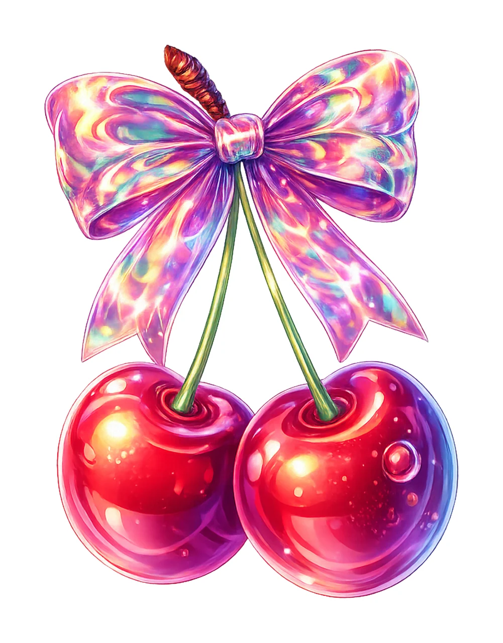 Holographic Bow Cherries Trendy Sublimation Design Cherry