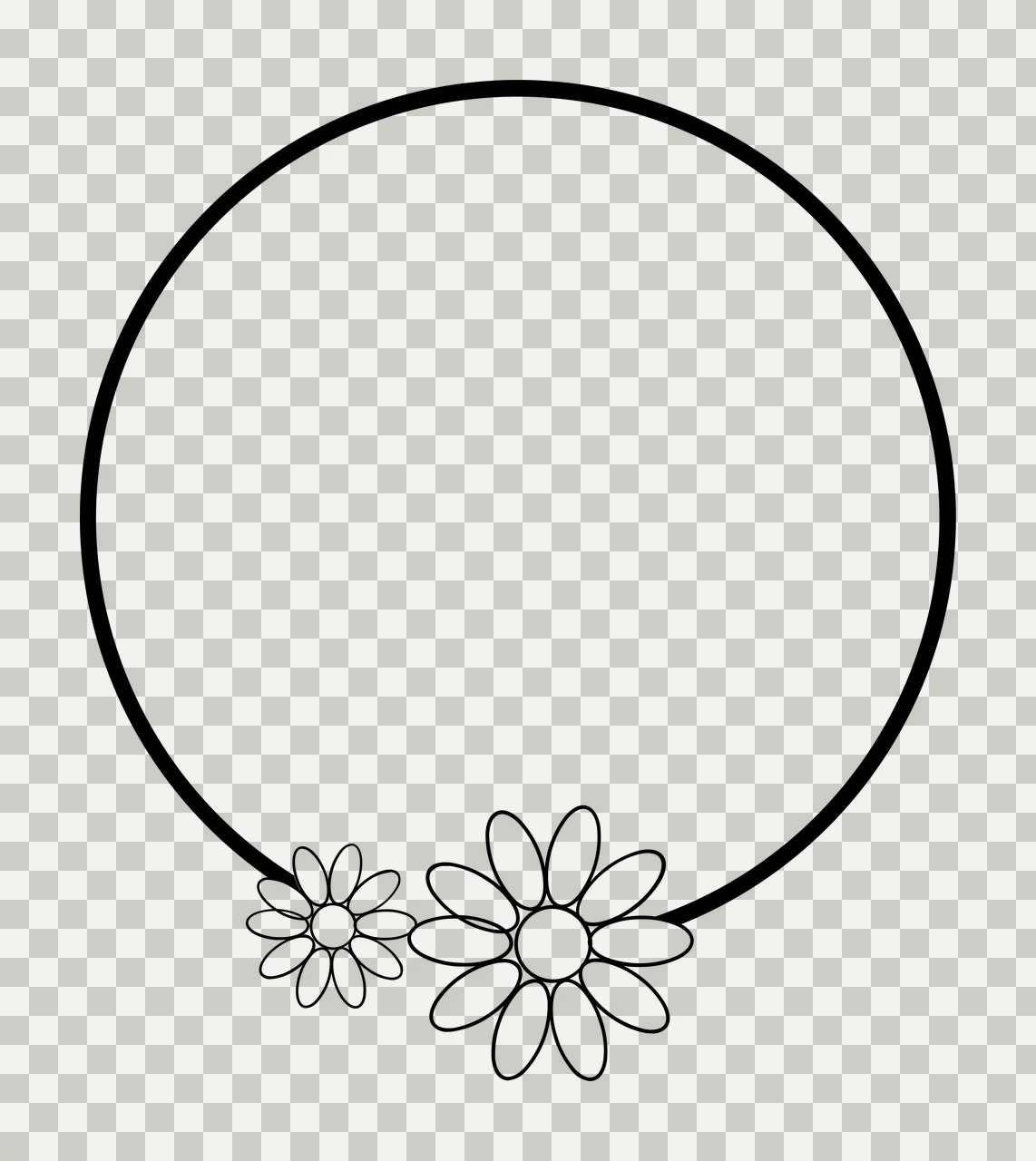 Keychain Circular Frame With Two Daisy Flowers circle daisies transparency and detail preview thumbnail