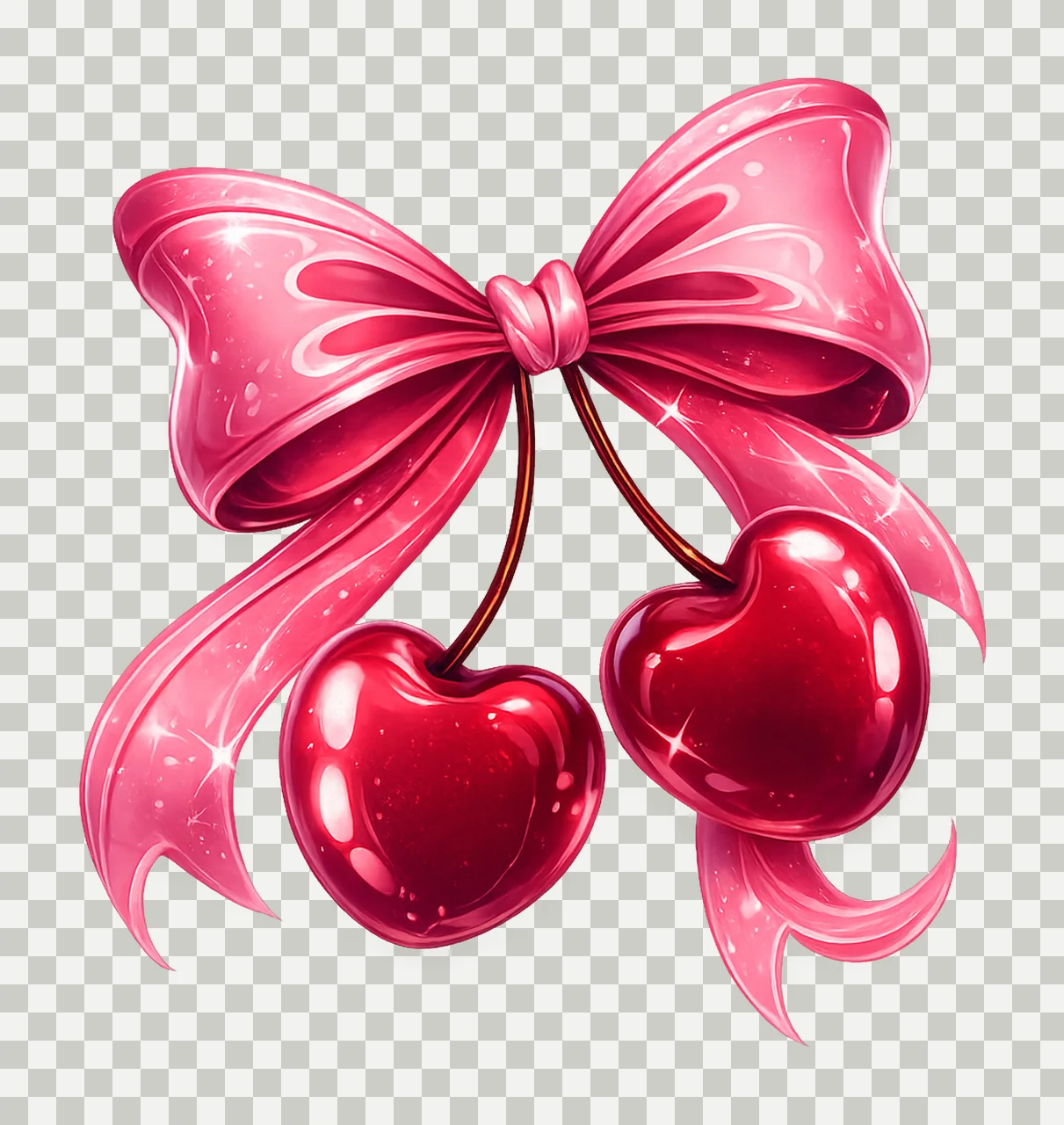 Cherry Bow Retro Watercolor Artwork Vintage Fruit Design transparency and detail preview thumbnail