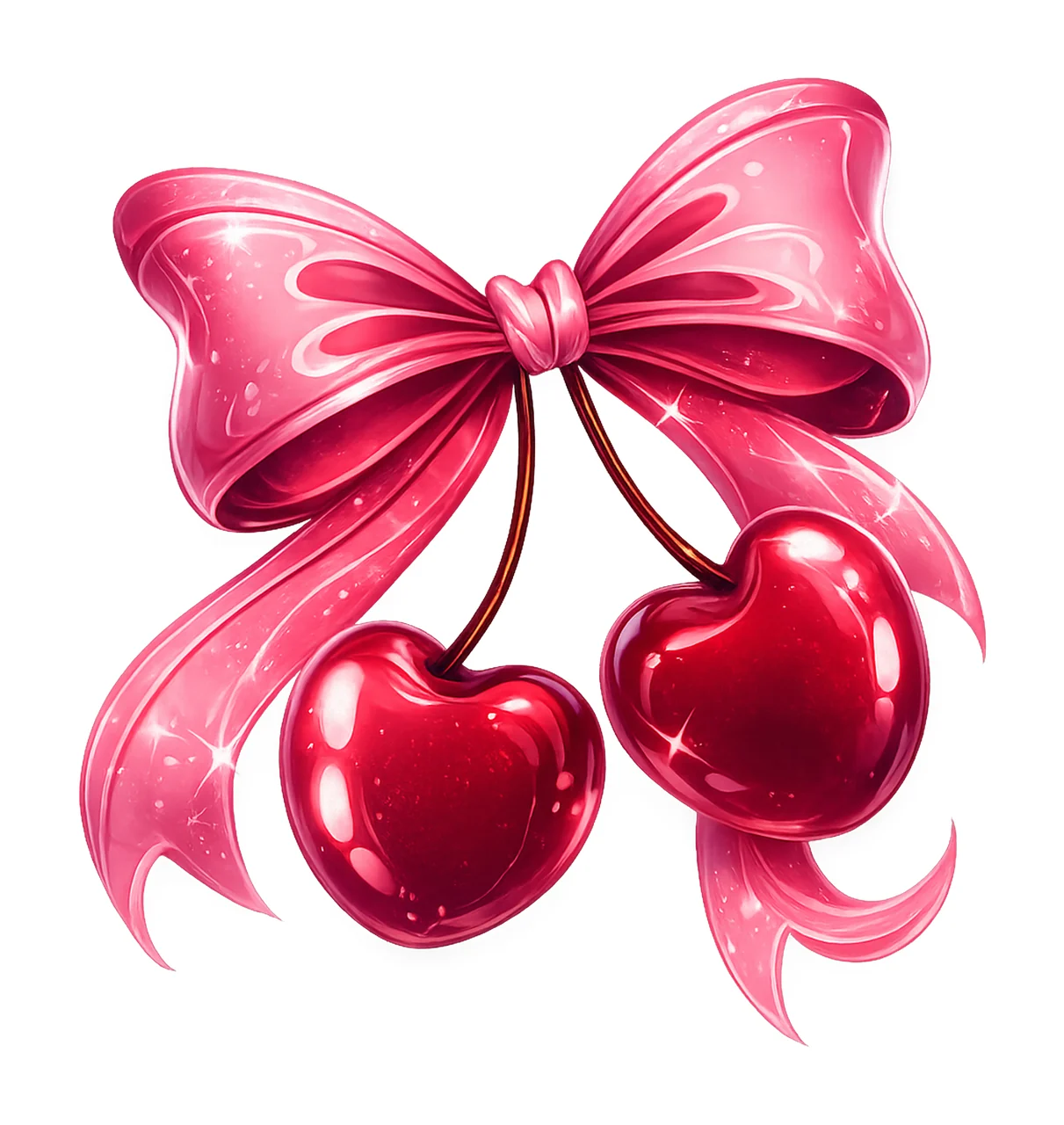Cherry Bow Retro Watercolor Artwork Vintage Fruit Design