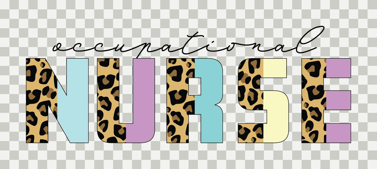 Occupational Nurse Text With Pattern typography letters leopard print transparency and detail preview thumbnail