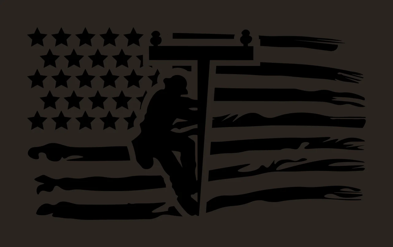 Flag Silhouette With Pole Worker Graphic Displaying Stars Stripes contrast preview thumbnail