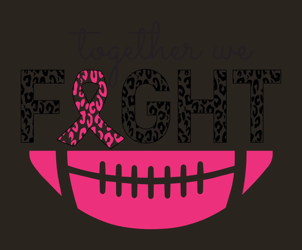 Football Together We Fight Emblem supporting ribbon leopard print contrast preview thumbnail