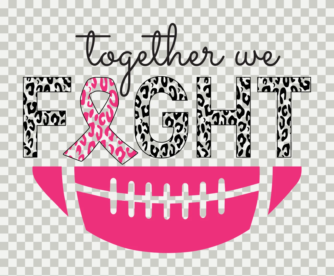 Football Together We Fight Emblem supporting ribbon leopard print transparency and detail preview thumbnail