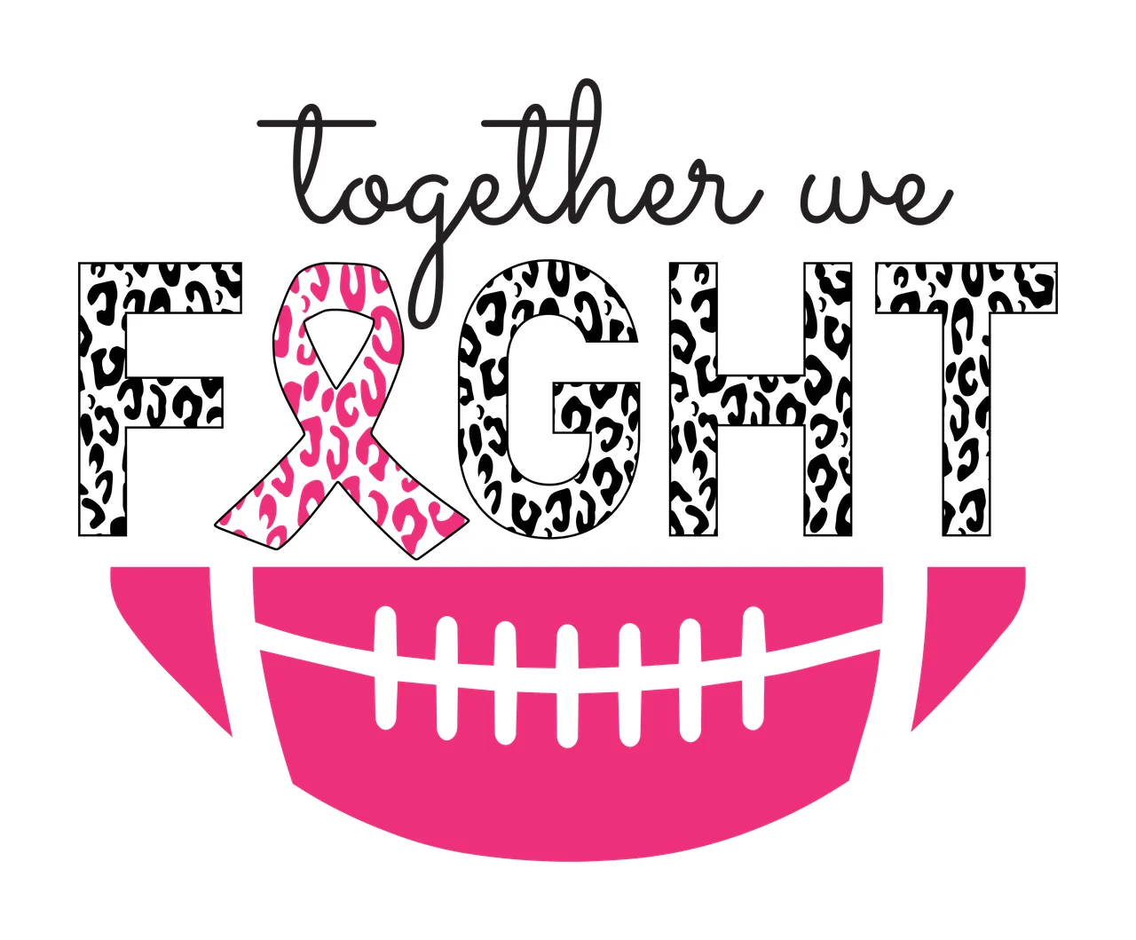 Football Together We Fight Emblem supporting ribbon leopard print