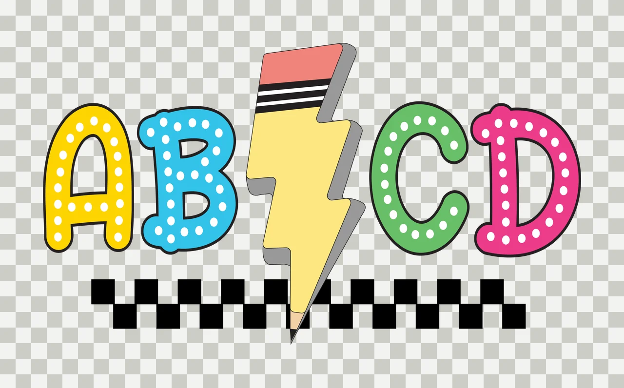 To Abcd Lightning Bolt And Checkerboard Pattern Letters shapes transparency and detail preview thumbnail
