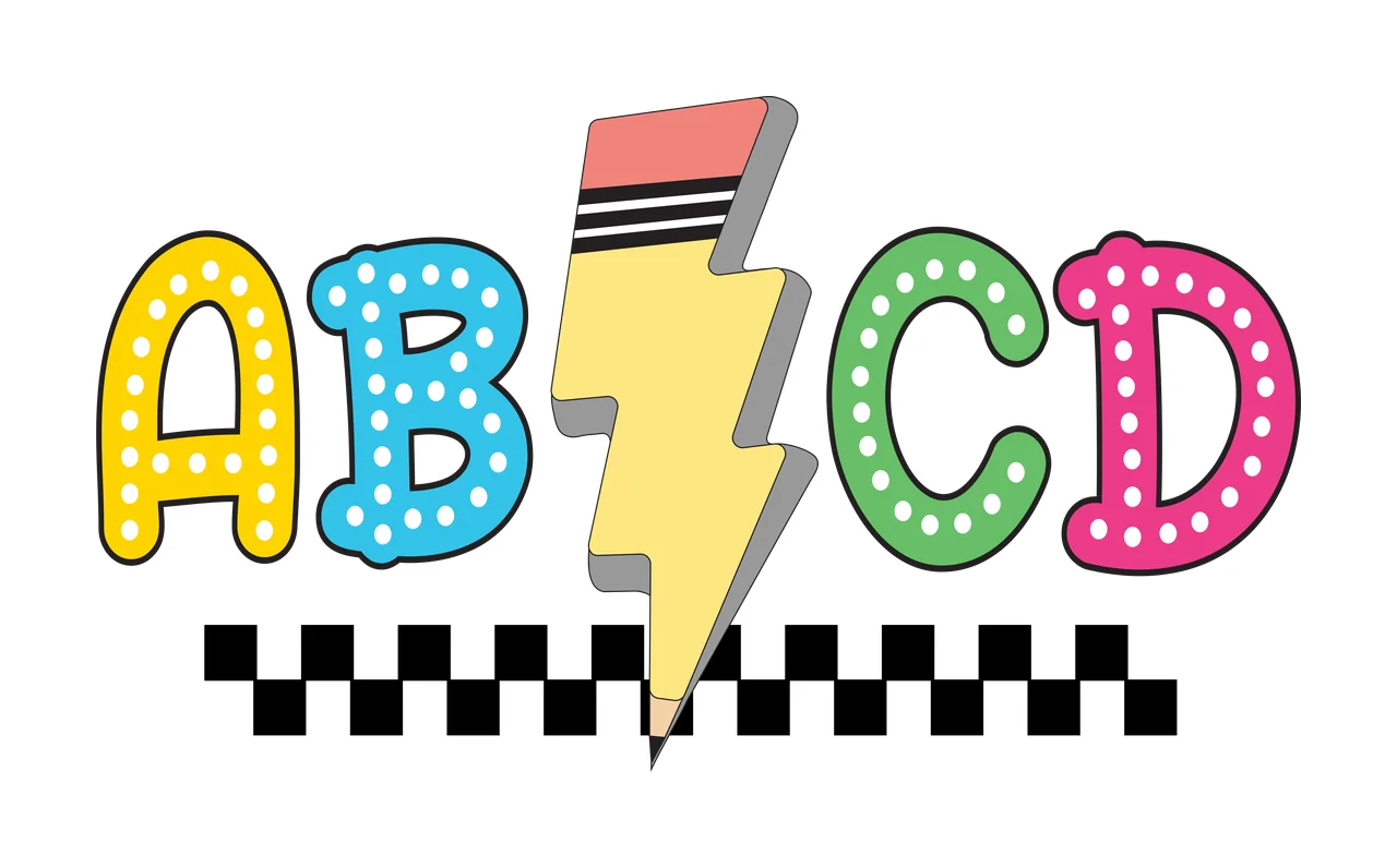 To Abcd Lightning Bolt And Checkerboard Pattern Letters shapes