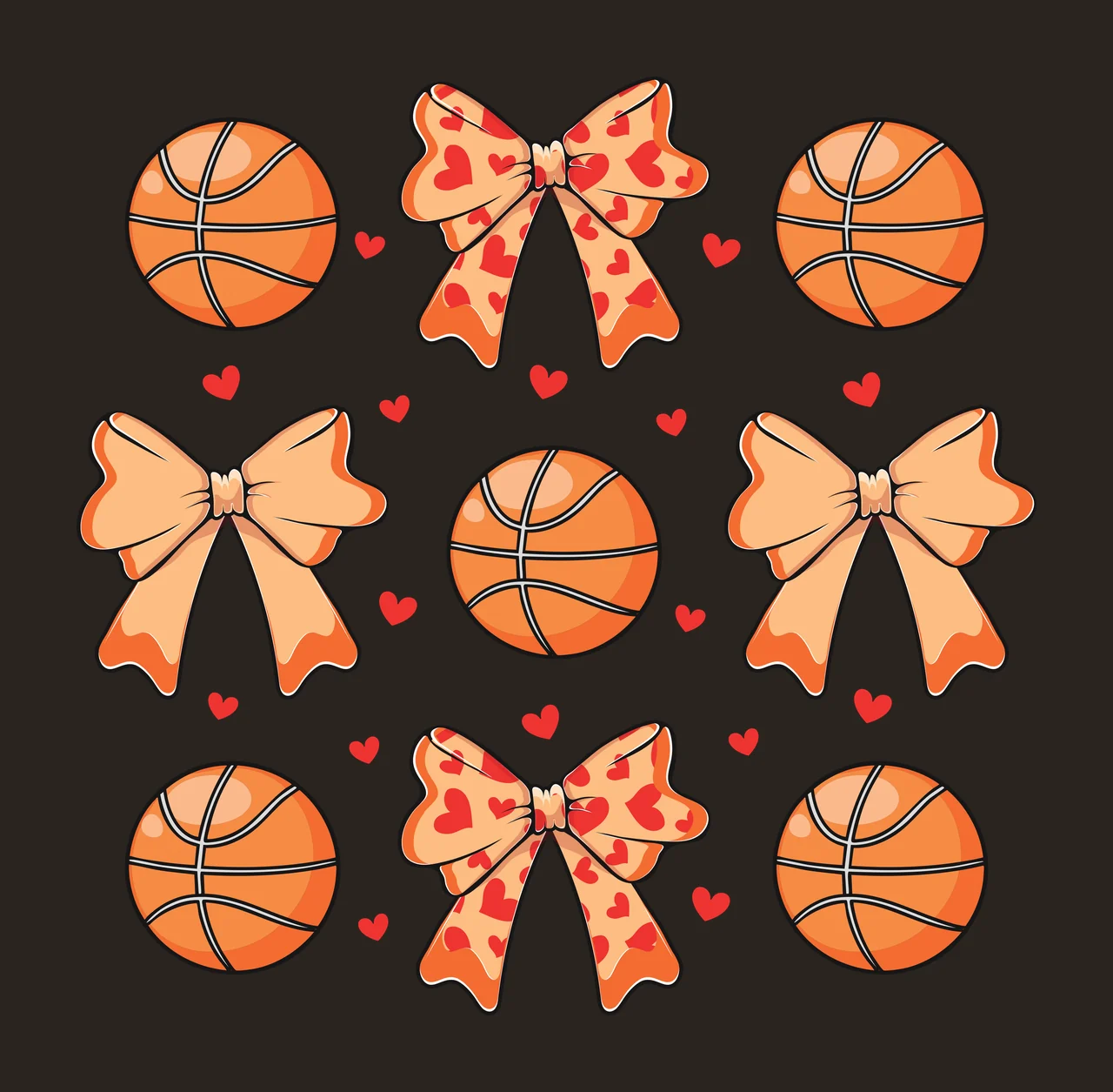 Bow Black Pattern With Hearts bows circles graphic white heart contrast preview thumbnail