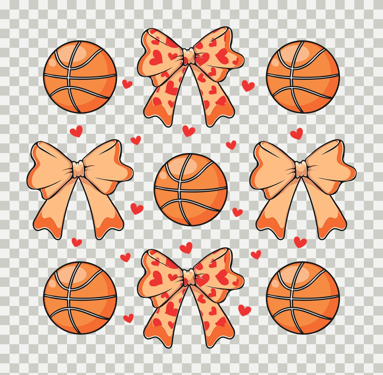 Bow Black Pattern With Hearts bows circles graphic white heart transparency and detail preview thumbnail