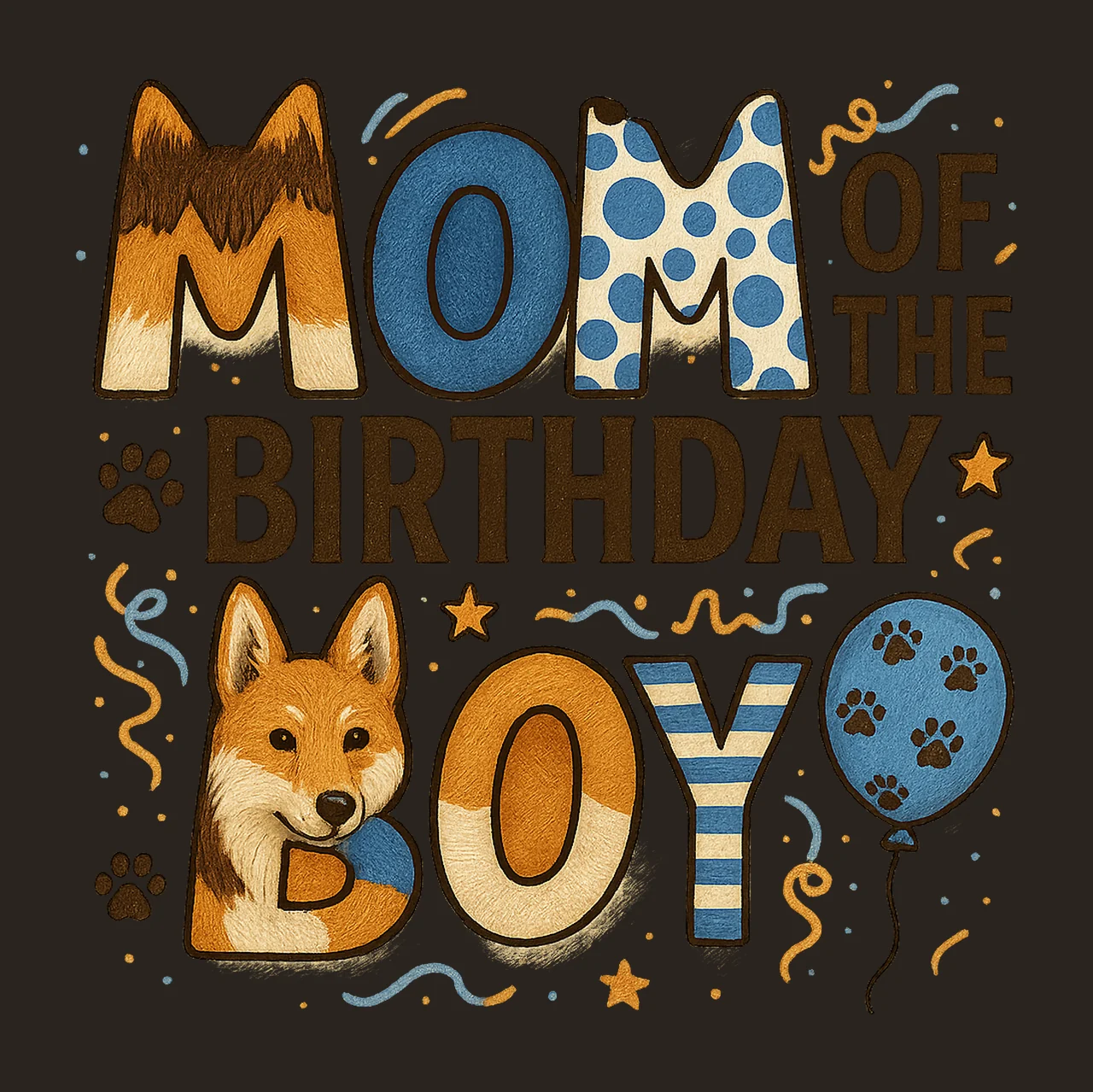 Blue Dog Mom of the Birthday Boy Artwork Elements Party contrast preview thumbnail