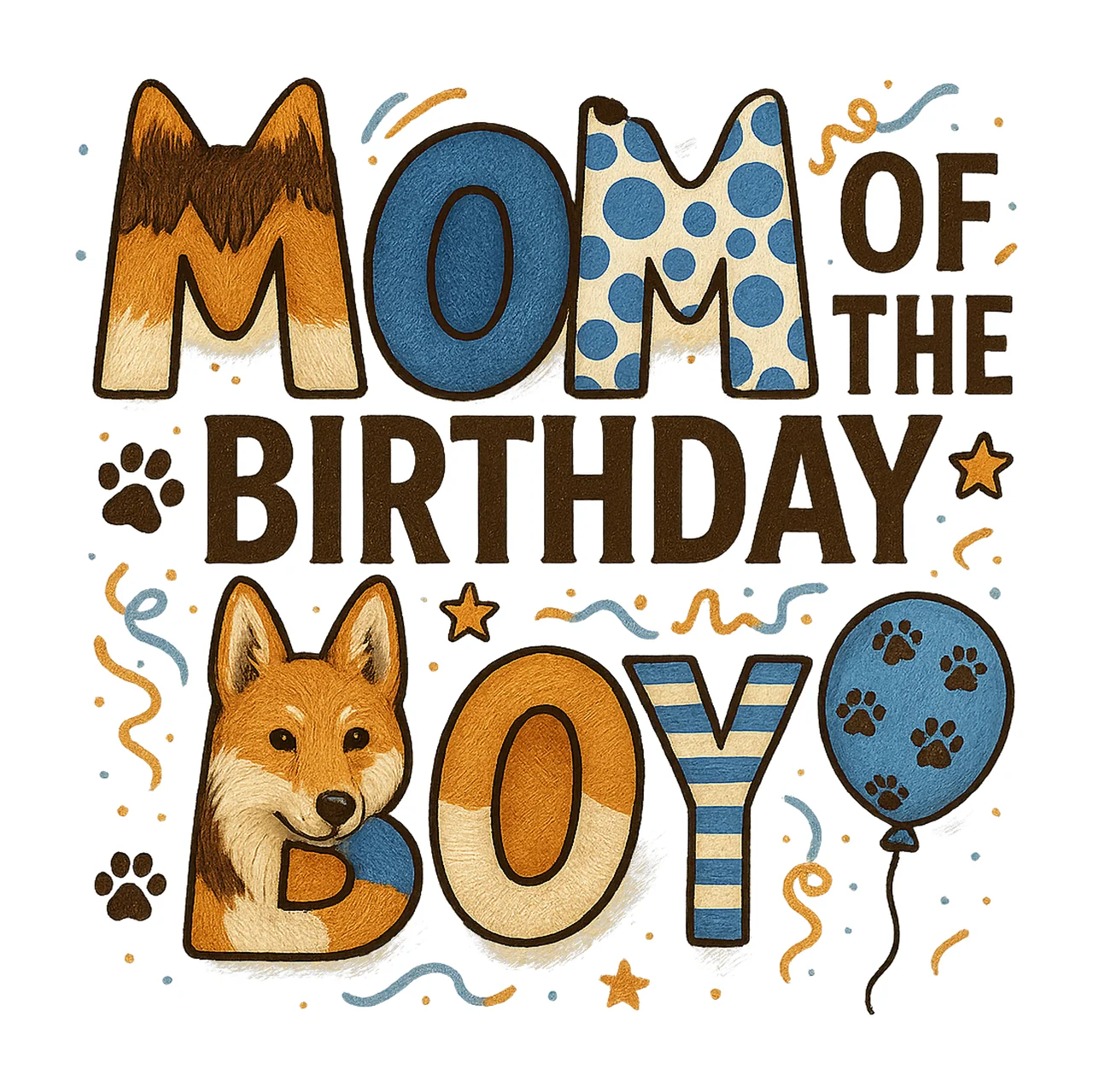 Blue Dog Mom of the Birthday Boy Artwork Elements Party
