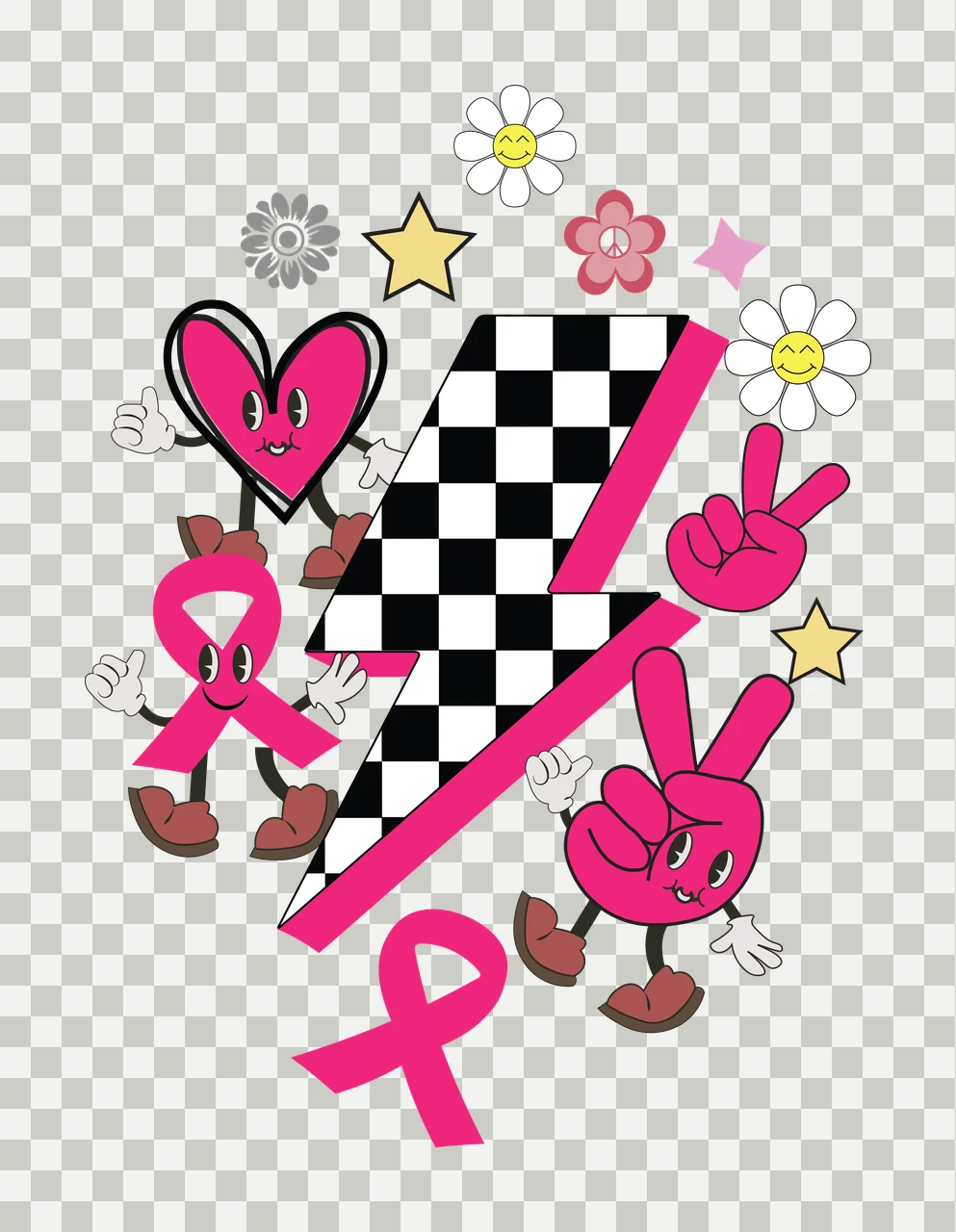 Black Silhouette Lightning Bolt Surrounded By Flowers Hearts transparency and detail preview thumbnail