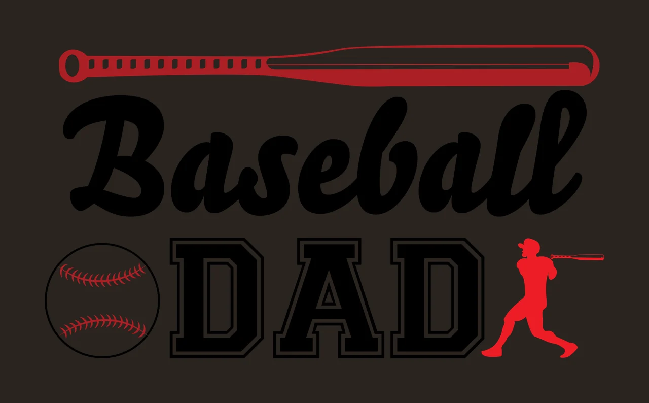Baseball Dad Text With Horizontal Bat And Player sports equipment contrast preview thumbnail