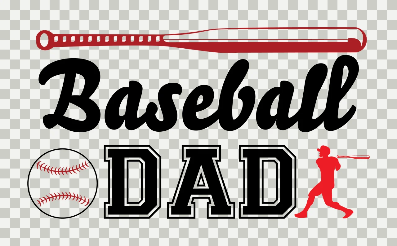 Baseball Dad Text With Horizontal Bat And Player sports equipment transparency and detail preview thumbnail