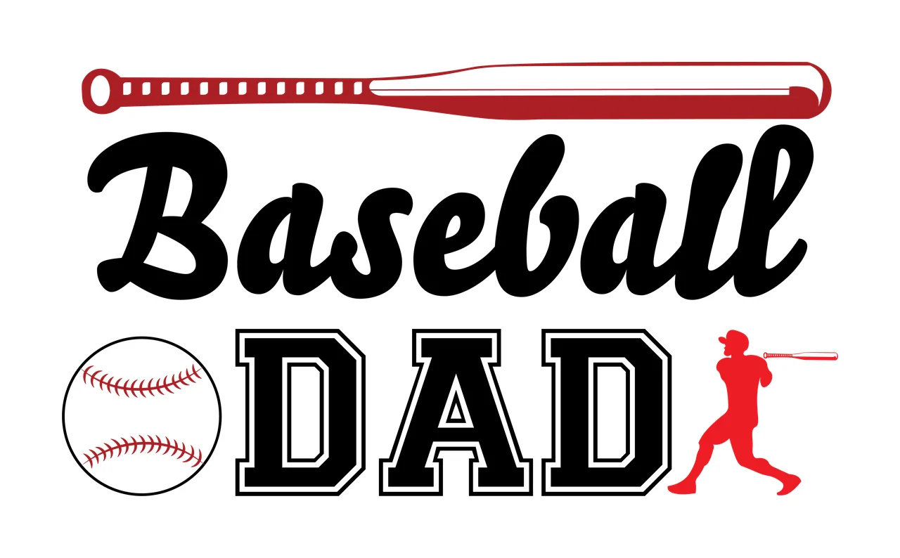 Baseball Dad Text With Horizontal Bat And Player sports equipment