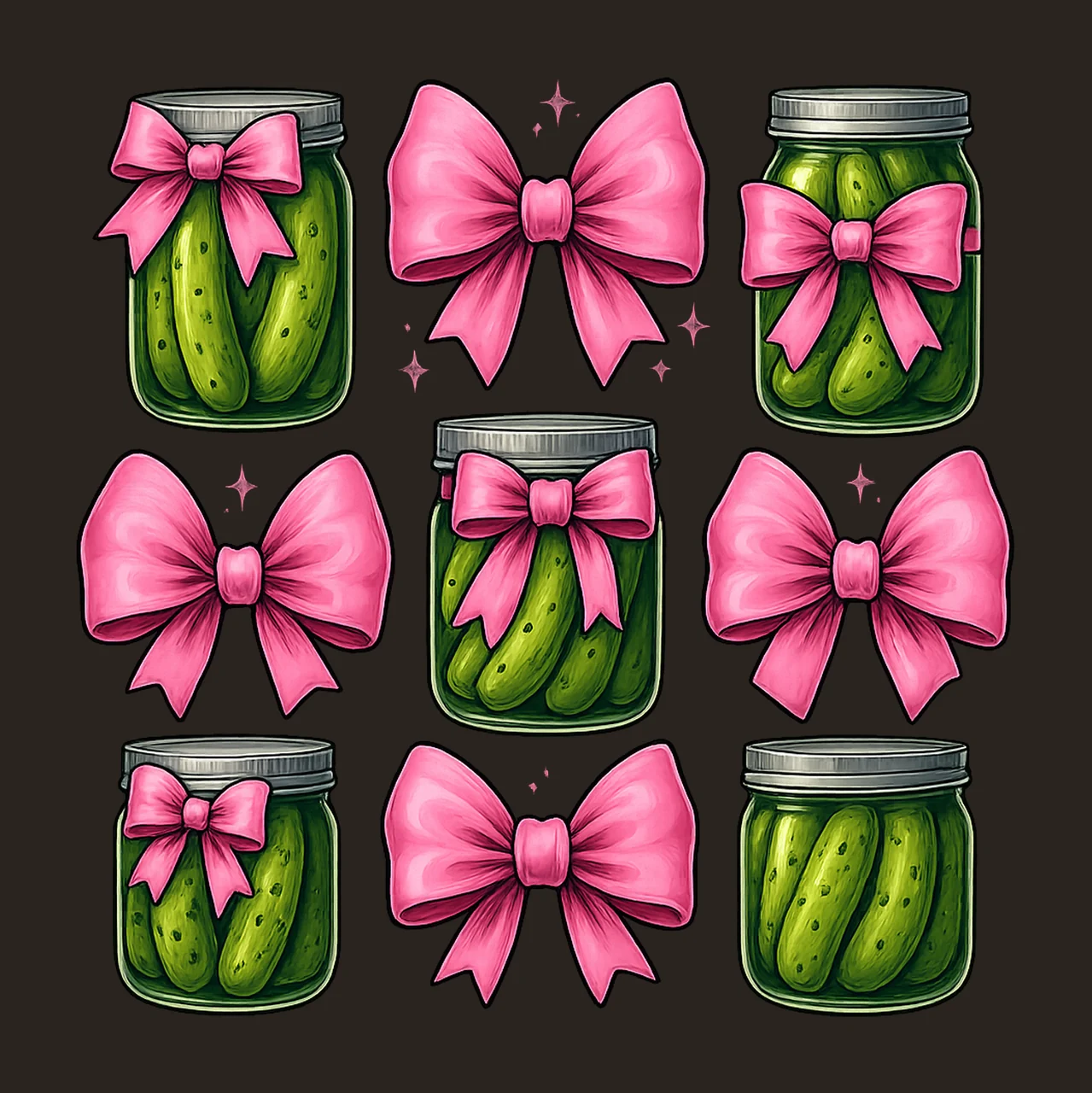 Coquette Pickle Funny Pickle Lover Pink Coquette Bows Trendy contrast preview thumbnail